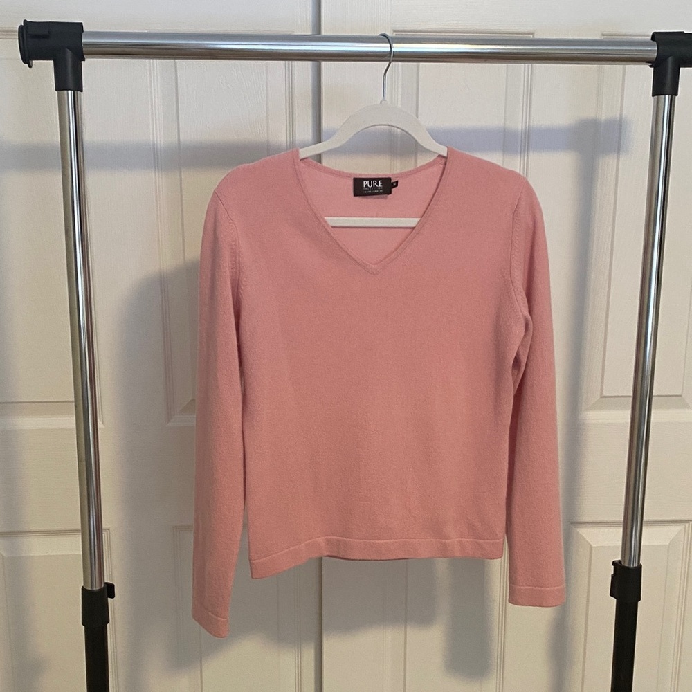 Pure Collection Pink V-Neck Sweater